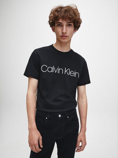 Calvin Klein Ruhák HU781084 | Calvin Klein Logo Férfi Póló Fekete